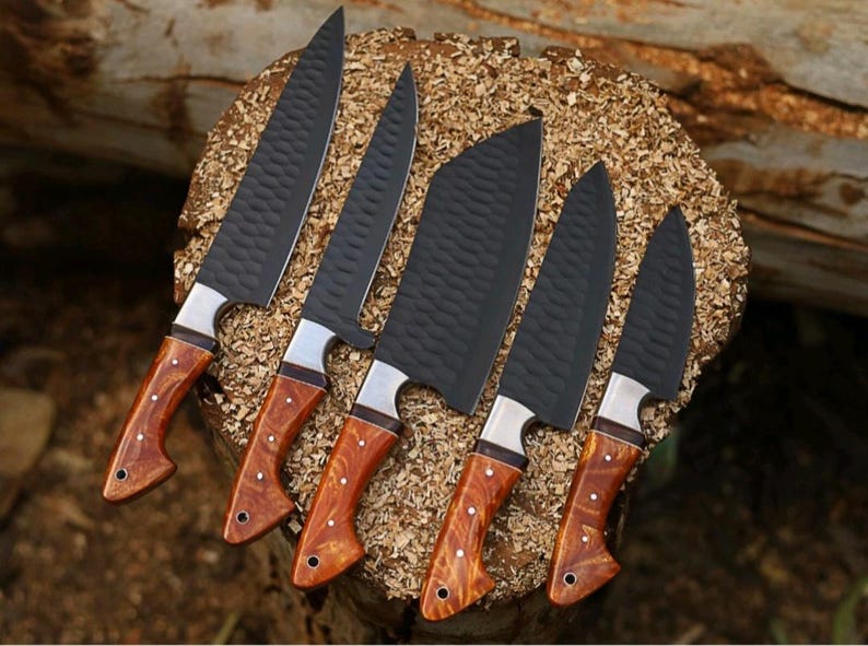 Carbon Steel Hammered Blade & Wood Handle