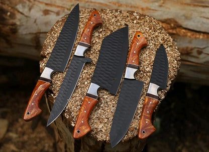 Carbon Steel Hammered Blade & Wood Handle