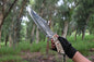Handmade Carbon Steel Hunting Knife, Ram Horn Handle, Cowhide Sheath
