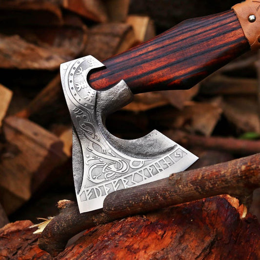 Hand Forged Viking Axe  High Carbon Steel, Wooden Handle