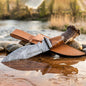 Custom Damascus Hunting Knife: Handmade Stag Horn Handle