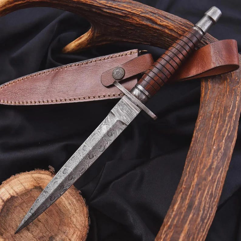 ARKANSAS Toothpick Dagger Damascus Medieval