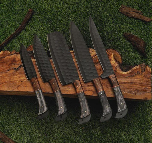 Handmade Damascus Steel Chef Knife Set, Artisan Kitchen Tools, Wedding Gift