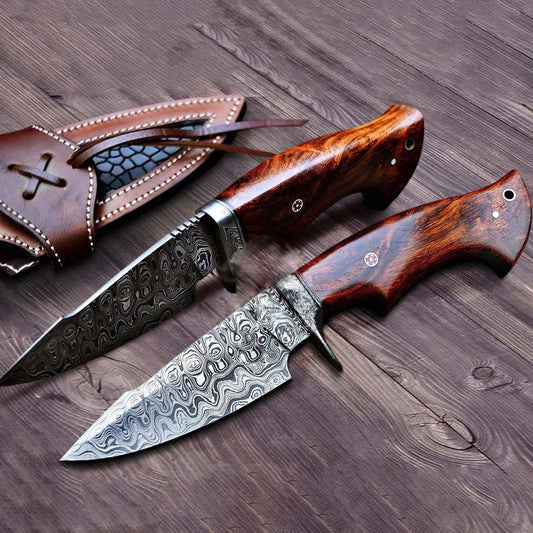 Handmade Damascus Bobcat Hunting dagger knife, Custom Bushcraft knife