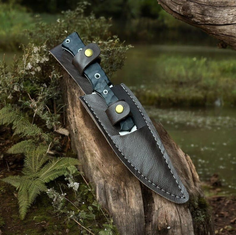 Handmade Stainless Steel Survival Hunting Knife Set | Bushcraft Camping Knife with Leather Sheath