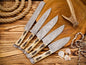 Handmade Damascus Steel Chef Knife Set (5 pcs) with Leather Sheath