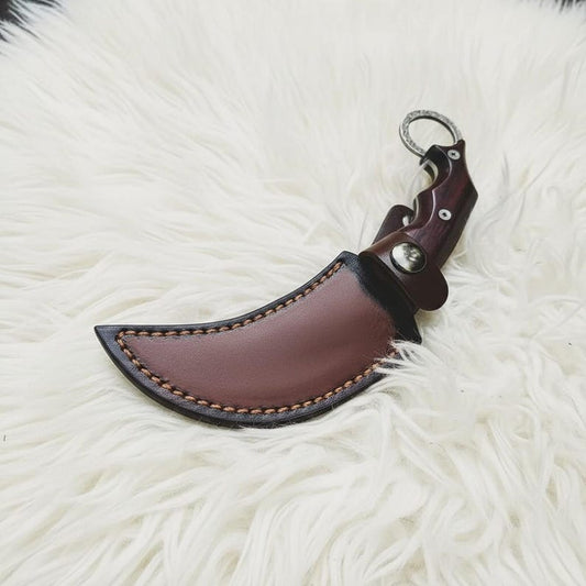 Handmade Damascus Karambit Knife: Engraved Gift with Leather Sheath
