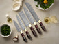 Hand Forged Damascus Steel Chef Knives Set - Exotic Wood Handles