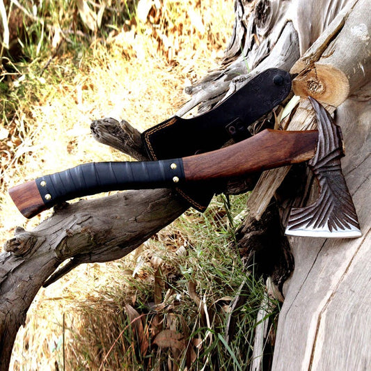 Hand-Forged Raven Axe | High Carbon Steel Bearded Hatchet