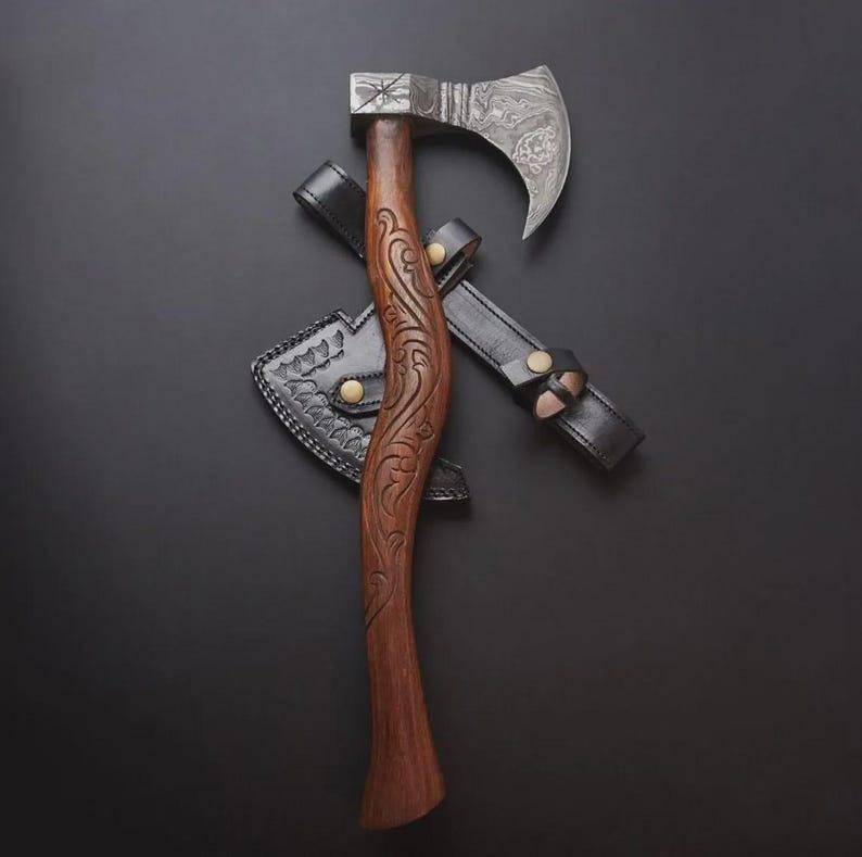 Handmade Damascus Steel Viking Axe