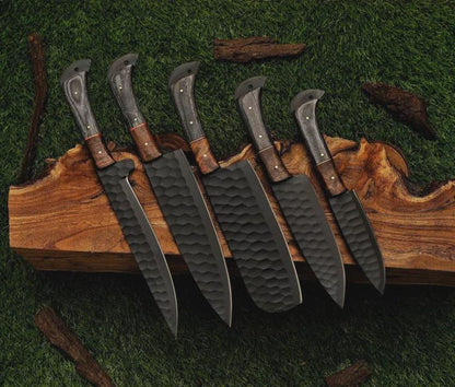 Handmade Damascus Steel Chef Knife Set, Artisan Kitchen Tools, Wedding Gift