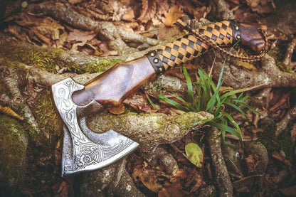 Custom Gift Hand Forged Carbon Steel VIKING AXE with Ash Wood Shaft, Wedding Gift, Axe