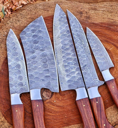 Handmade Damascus Steel Chef Knife Set | Rosewood Handle