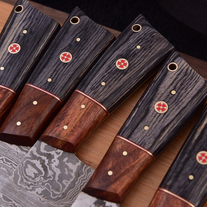 BladeVista Hand-Forged Damascus Chef Knife Set (5-Piece)