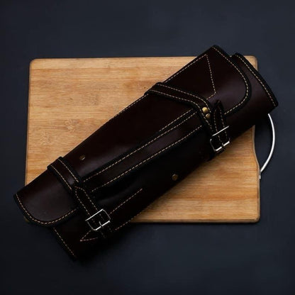 Hand Forged Damascus Steel 8 Pcs Chef Knife Set, Pakka Wood Handle & Leather Bag