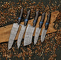 Handmade Damascus Steel Chef Knife Set 5-Piece Kitchen Knives with Leather Roll