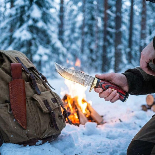 Handmade Damascus Steel 8 inches Skinner Knife with Wooden handle