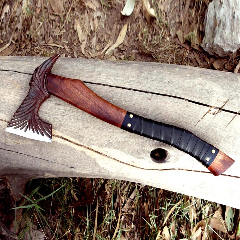 Hand-Forged Raven Axe | High Carbon Steel Bearded Hatchet