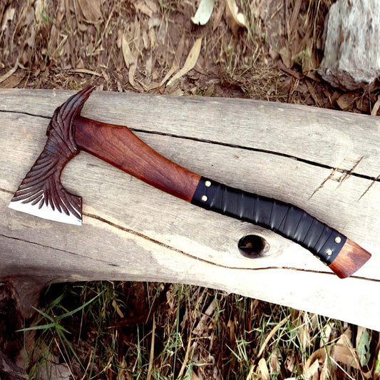 Hand-Forged Raven Axe | High Carbon Steel Bearded Hatchet