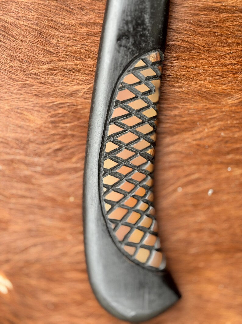 Handcrafted Viking Style Axe – Engraved Norse Head with Carved Wooden Handle
