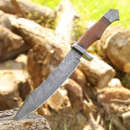 Handmade Damascus hunting knife Anniversary gift for husband groomsman gift bowie
