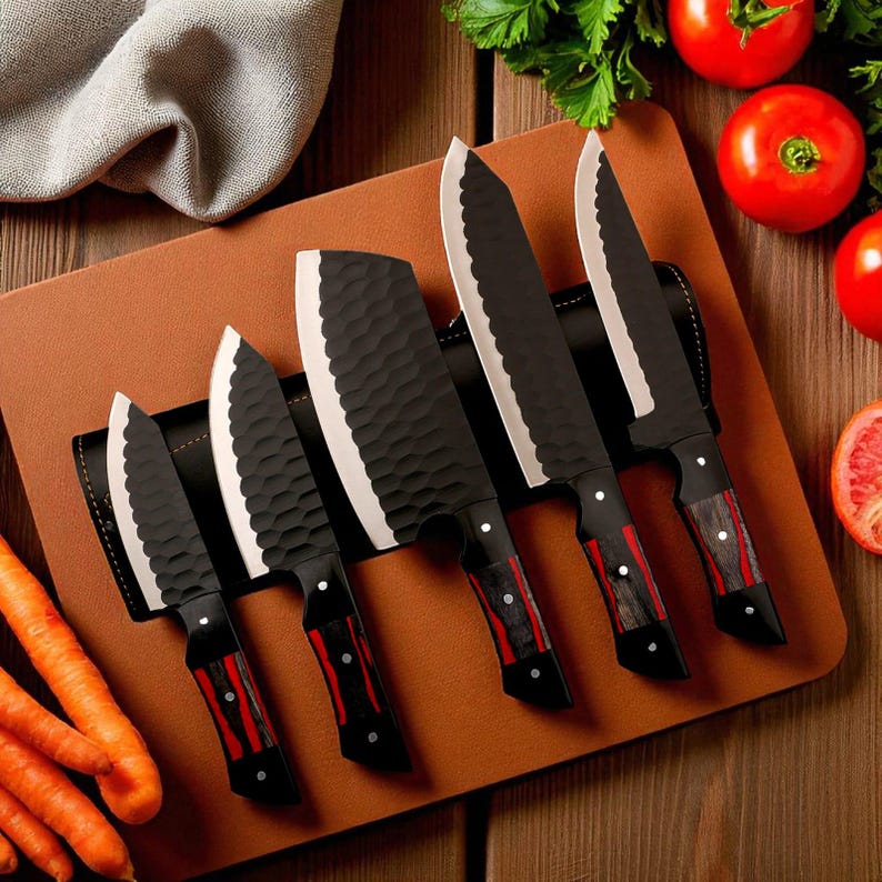Hand Forged Chef Knife Set | J2 Steel, Pakka Wood Handle