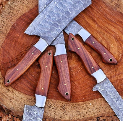 Handmade Damascus Steel Chef Knife Set | Rosewood Handle