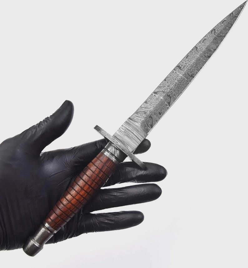 ARKANSAS Toothpick Dagger Damascus Medieval