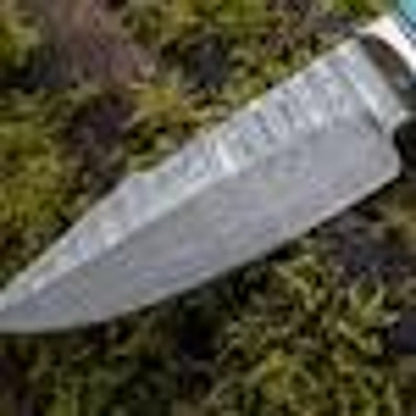 Handmade Damascus Hunting Knife | Full Tang Survival Knife with Walnut Handle Bushcraft Camping Gift