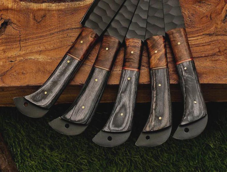 Handmade Damascus Steel Chef Knife Set, Artisan Kitchen Tools, Wedding Gift
