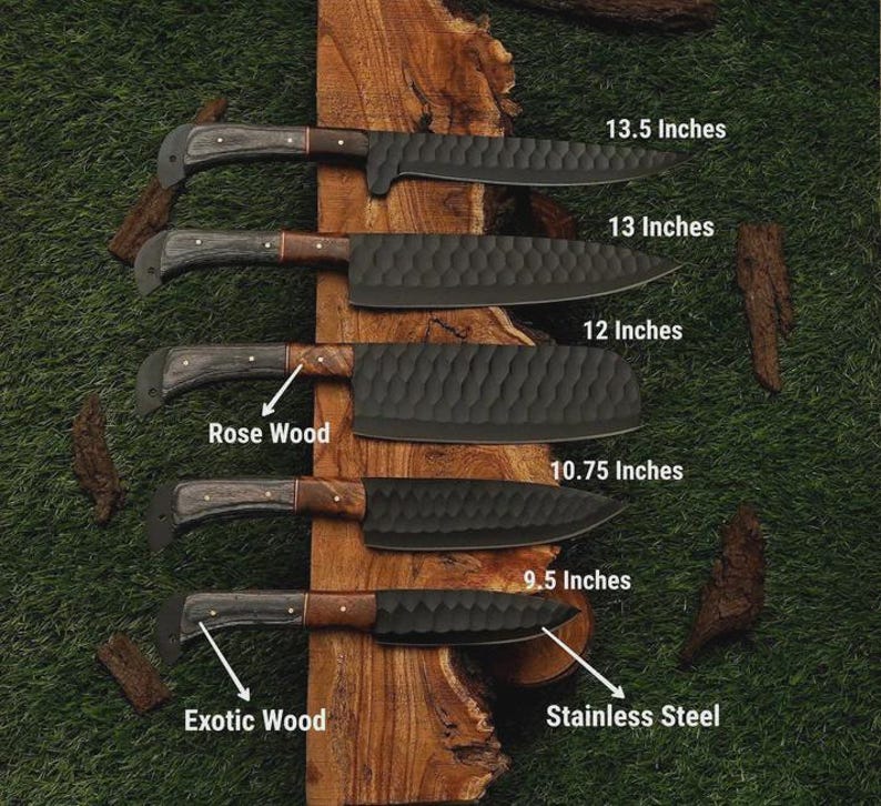 Handmade Damascus Steel Chef Knife Set, Artisan Kitchen Tools, Wedding Gift