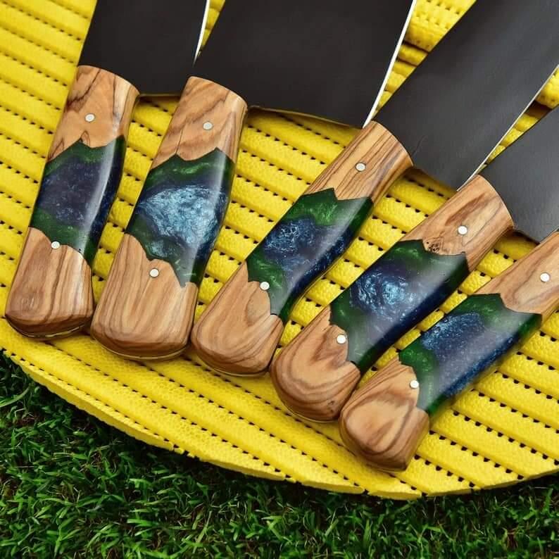 Custom Professional Black Blade Kitchen Knife Set of 5