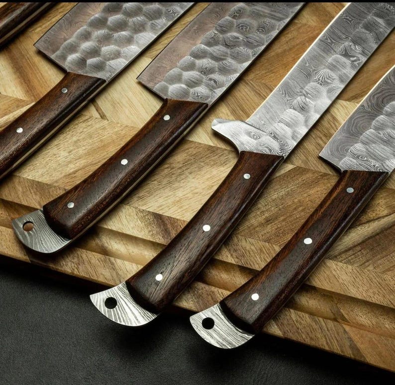 Personalized Kitchen Knife Set 5 Pcs | Handmade Damascus Steel Chef Knives set