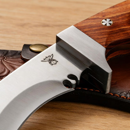 Hand Forged Bushcraft Knife with Leather Case.