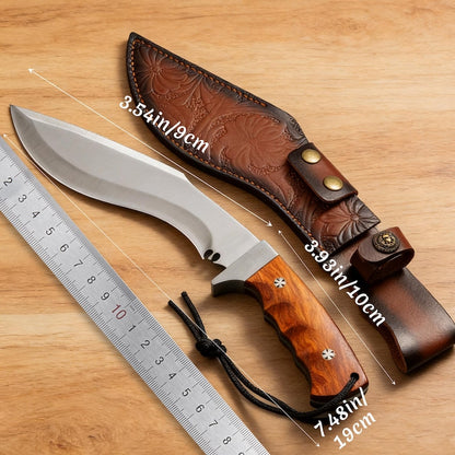 Hand Forged Bushcraft Knife with Leather Case.