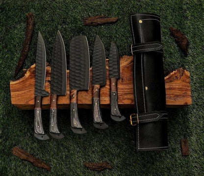 Handmade Damascus Steel Chef Knife Set, Artisan Kitchen Tools, Wedding Gift