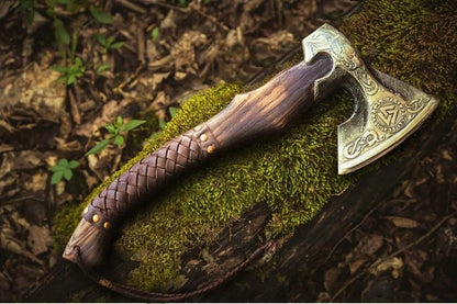 Custom Gift Hand Forged Carbon Steel VIKING AXE with Ash Wood Shaft, Wedding Gift, Axe