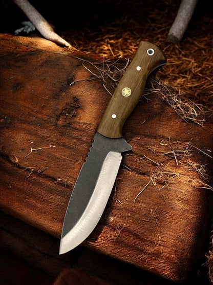 Custom Bushcraft Knife: Handmade Walnut Handle, German Steel, Camping Survival Tool