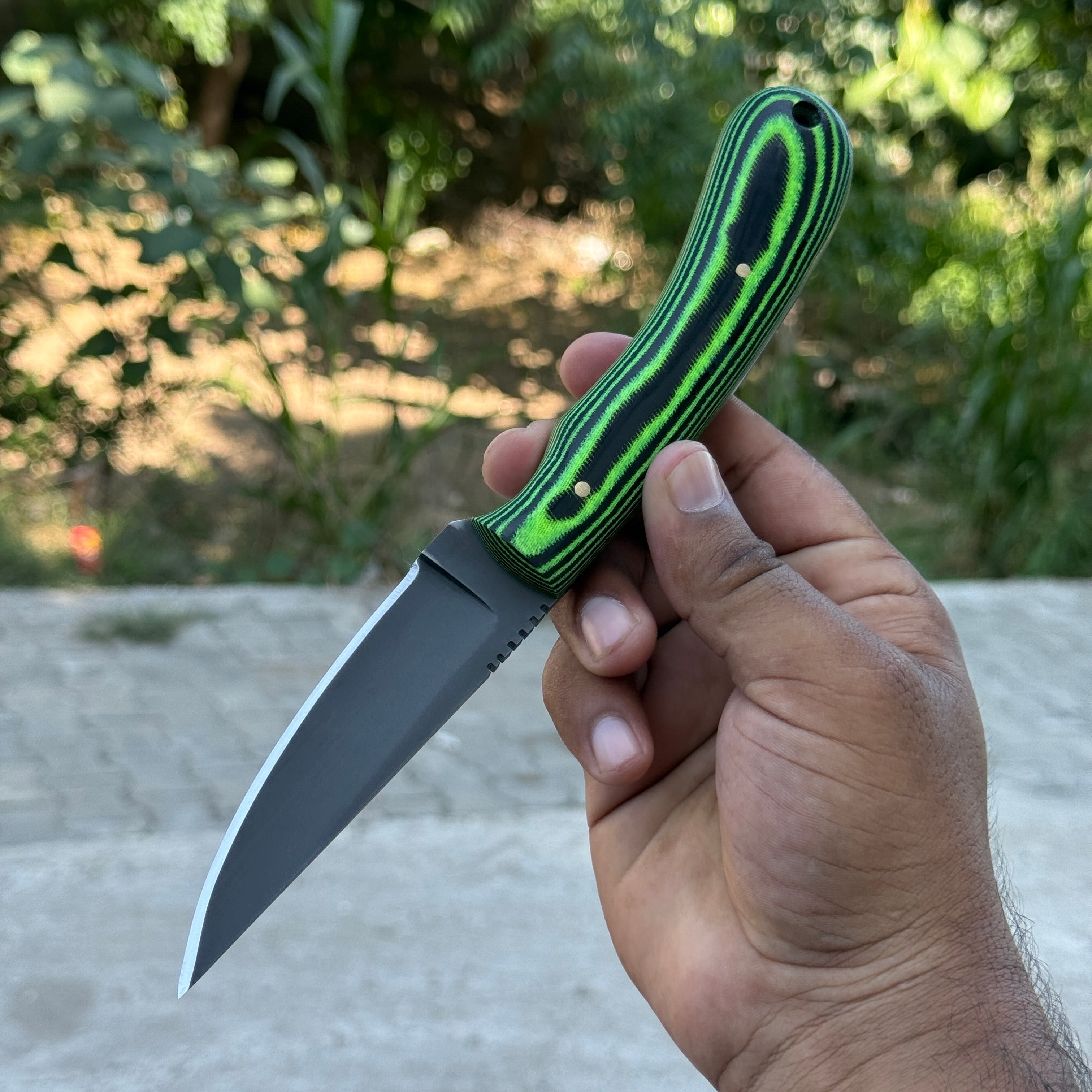 Custom Handmade Spring Steel knife with Micarta Sheath