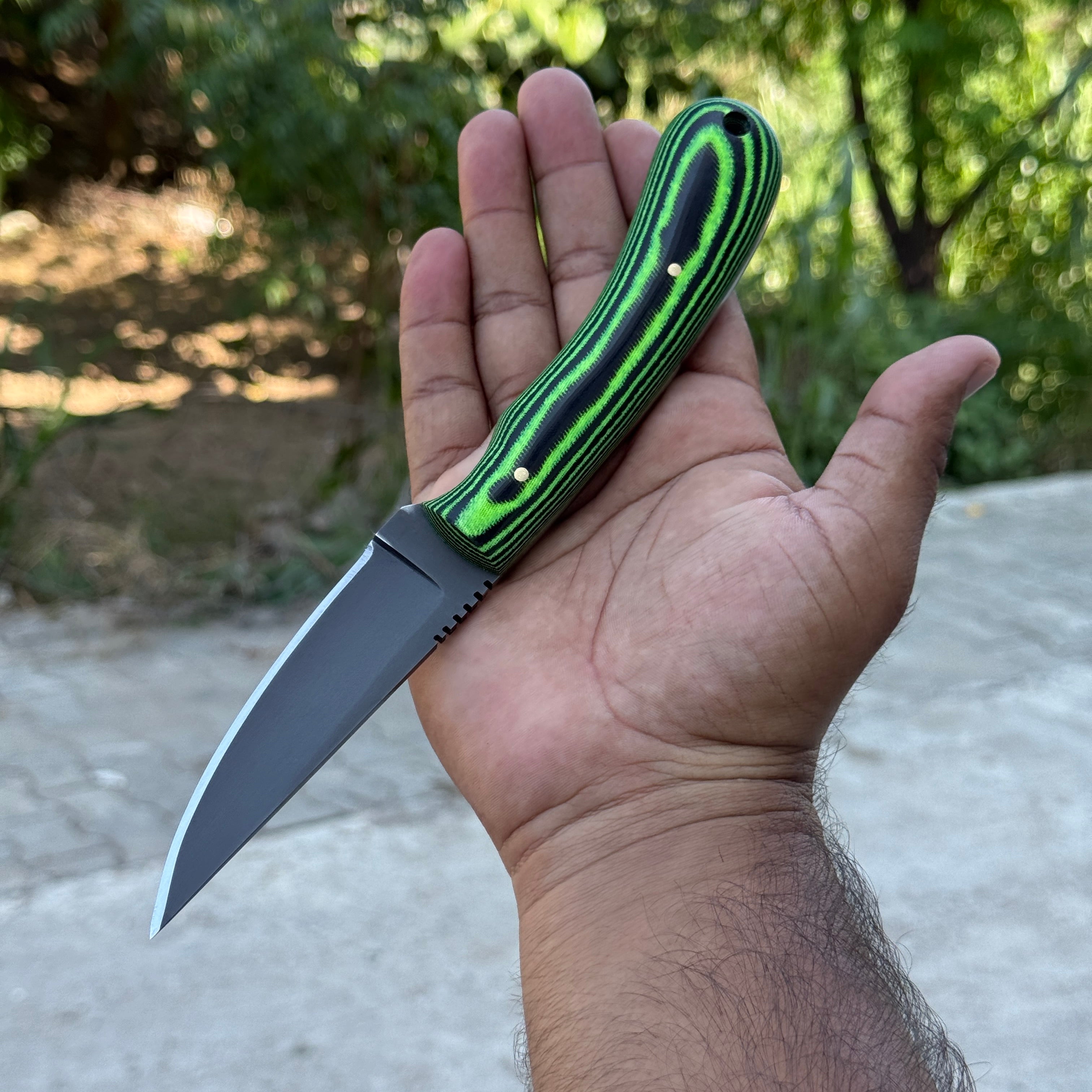 Custom Handmade Spring Steel knife with Micarta Sheath