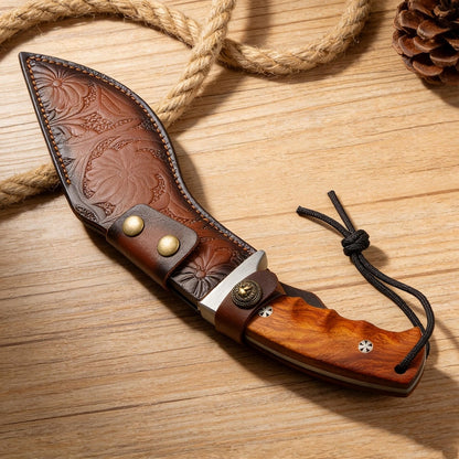 Hand Forged Bushcraft Knife with Leather Case.