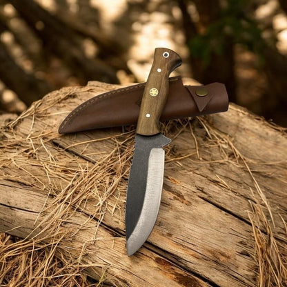 Custom Bushcraft Knife: Handmade Walnut Handle, German Steel, Camping Survival Tool