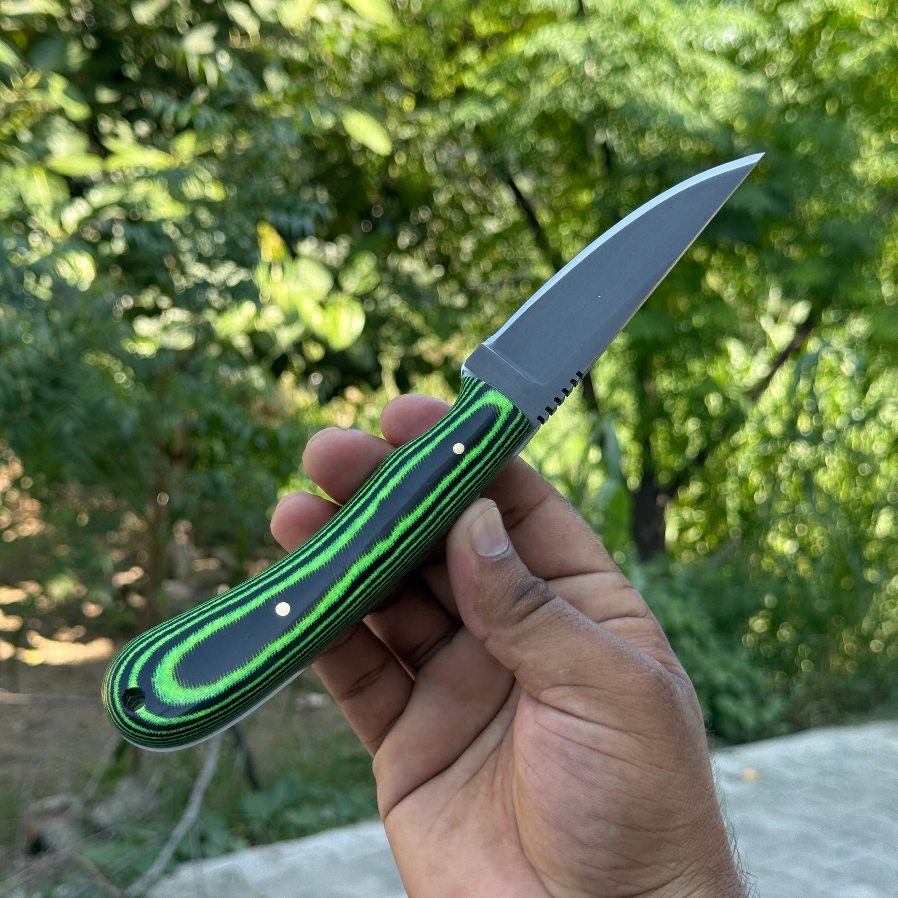Custom Handmade Spring Steel knife with Micarta Sheath