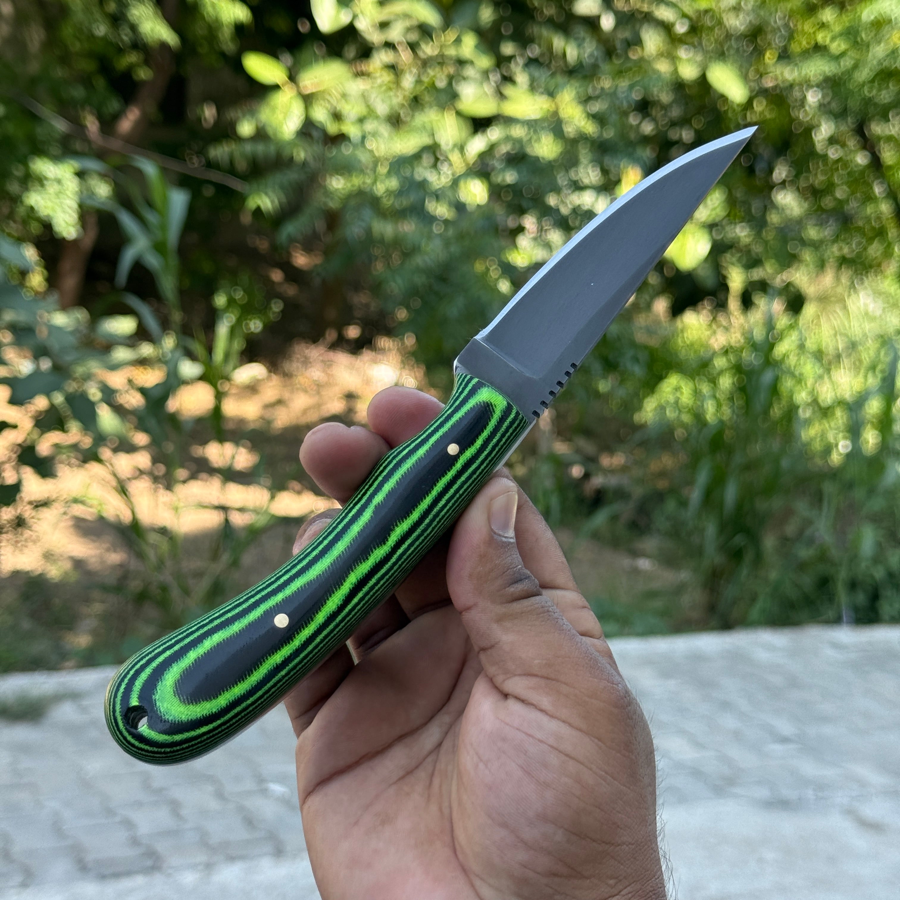 Custom Handmade Spring Steel knife with Micarta Sheath