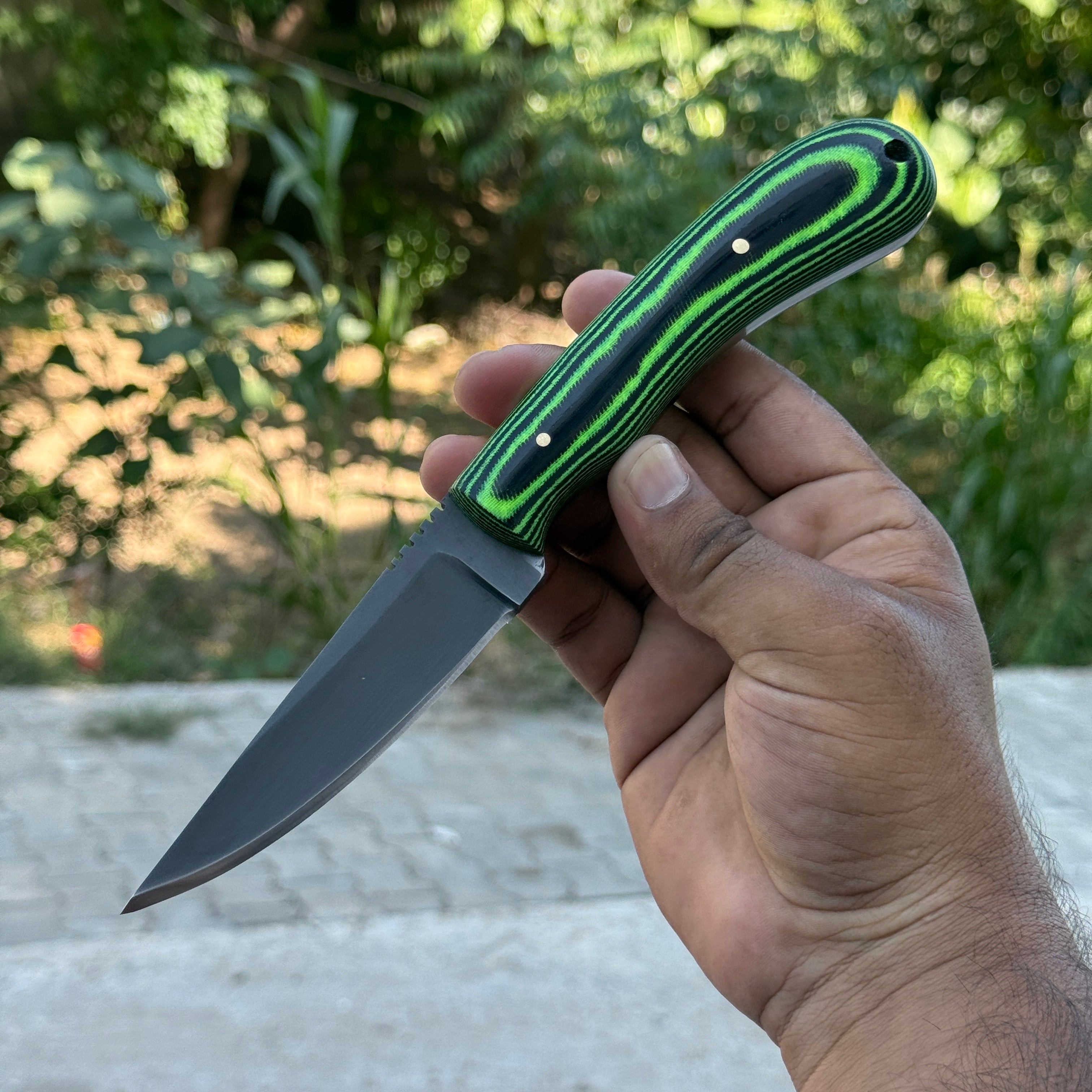 Custom Handmade Spring Steel knife with Micarta Sheath