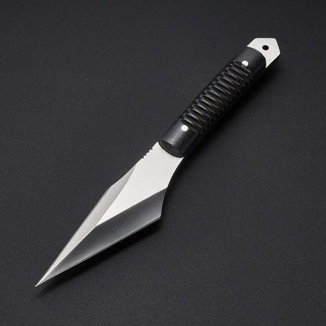 A beautiful custom Handmade 440C steel Kridashi Knife With Micarta Sheath handle and leather sheath