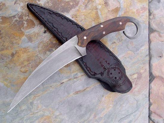 A beautiful custom Handmade D2 steel Hunting Knife With Rose wood handle and leather sheath