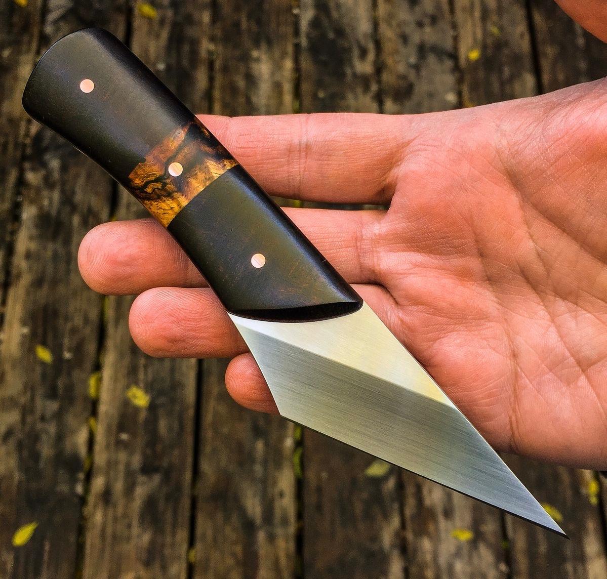 A beautiful custom Handmade 1095 steel Kridashi Knife With Rose wood handle and leather sheath