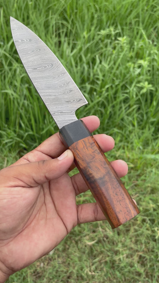 Custom Handmade Damascus Steel Chef knife with Rose wood handle